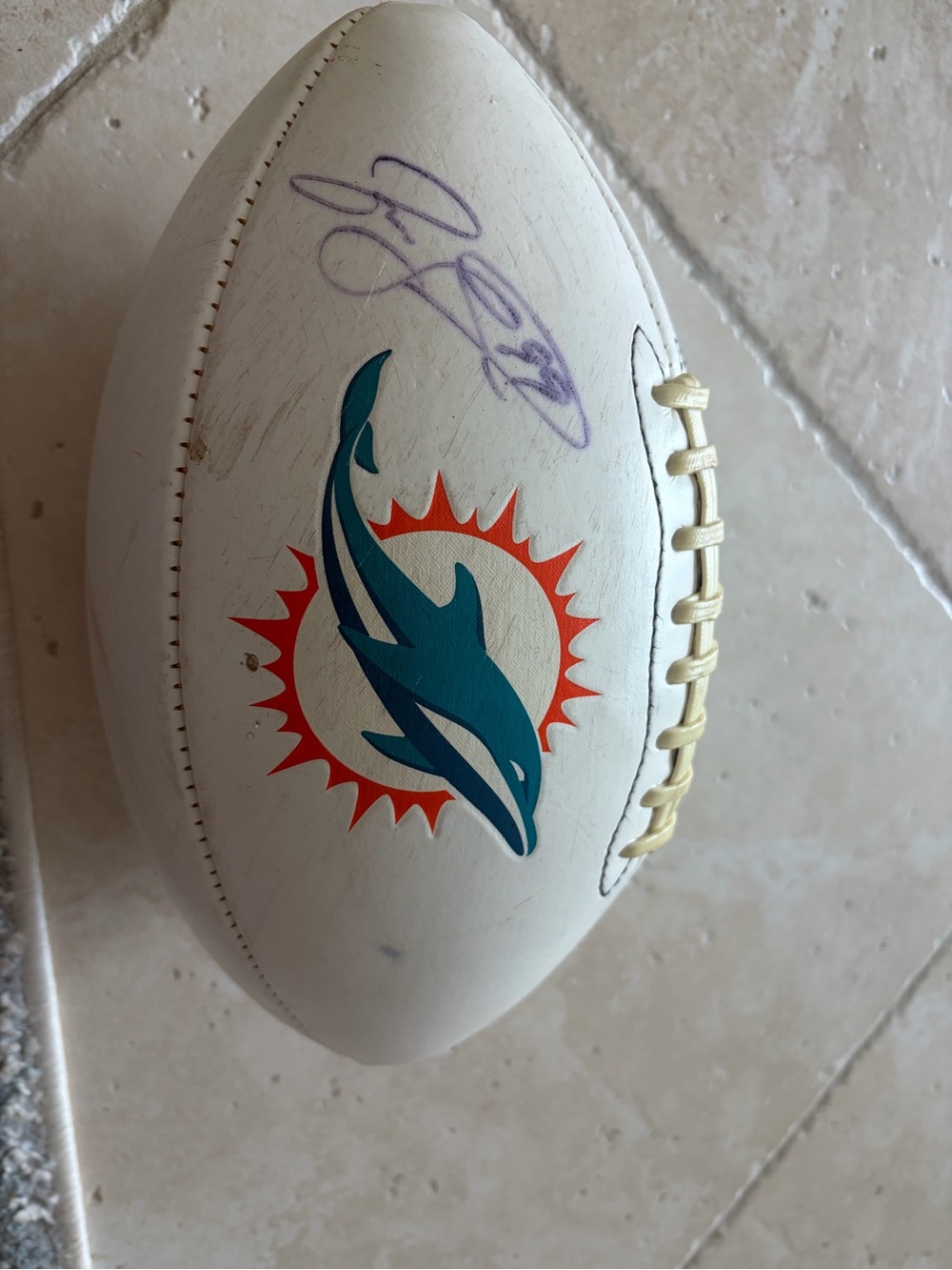 White Autographed Football - Team Logo Collectible